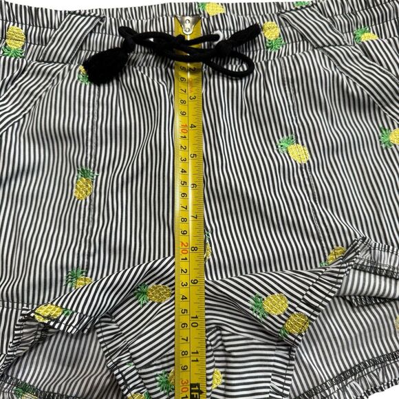 Jolt Stripe Pineapple Ruffle Shorts Black White Stripe Womens Large Drawstring - Picture 12 of 14